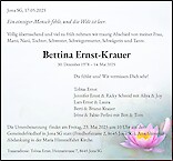 Todesanzeige Bettina Ernst-Krauer