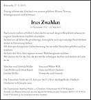 Todesanzeige Ines Zwahlen, Küsnacht