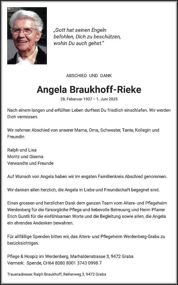 Todesanzeige von Angela Braukhoff-Rieke