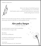 Todesanzeige Alexandra Burger, Fislisbach