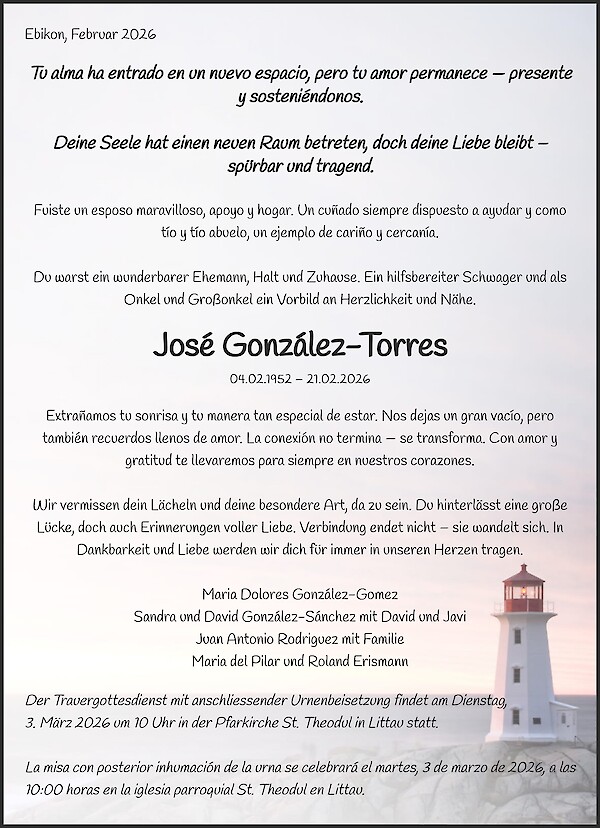 Todesanzeige von José González-Torres, Luzer