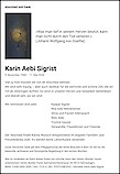 Todesanzeige Karin Aebi Sigrist
