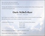 Todesanzeige Doris Stäheli-Baer